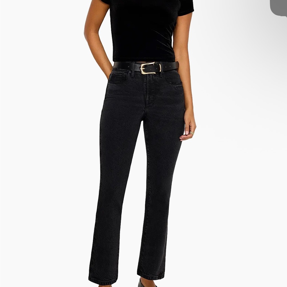 Good American Black Straight Leg Jeans